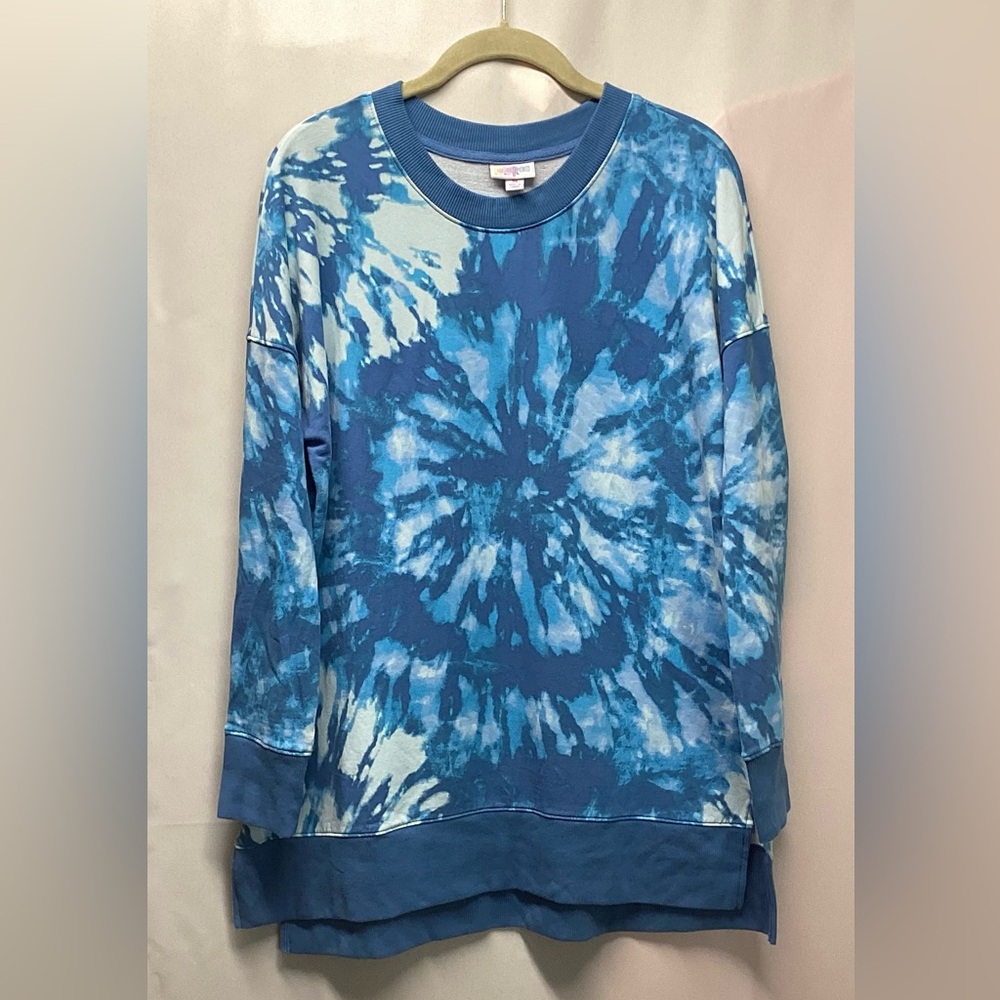 LulaRoe Hannah Crewneck sweatshirt. Blue tie dye Size Medium - Picture 12 of 12